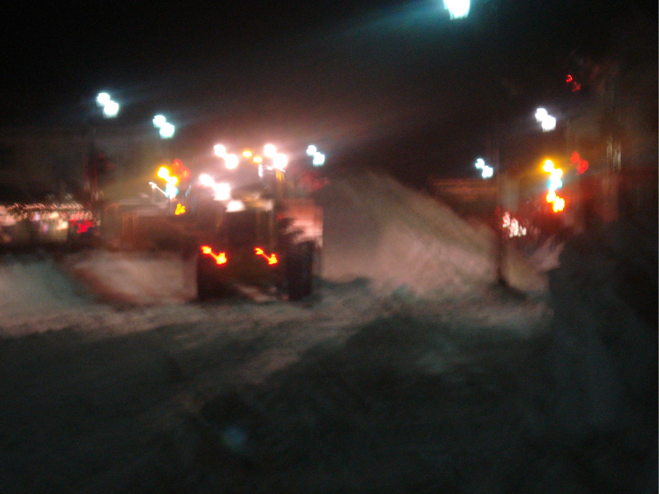 the snowbank at the end of the road